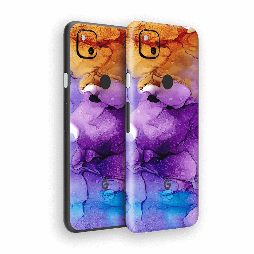 Google Pixel 4a Print Printed Custom SIGNATURE AGATE GEODE Amber-Purple Skin Wrap Sticker Decal Cover Protector by EasySkinz