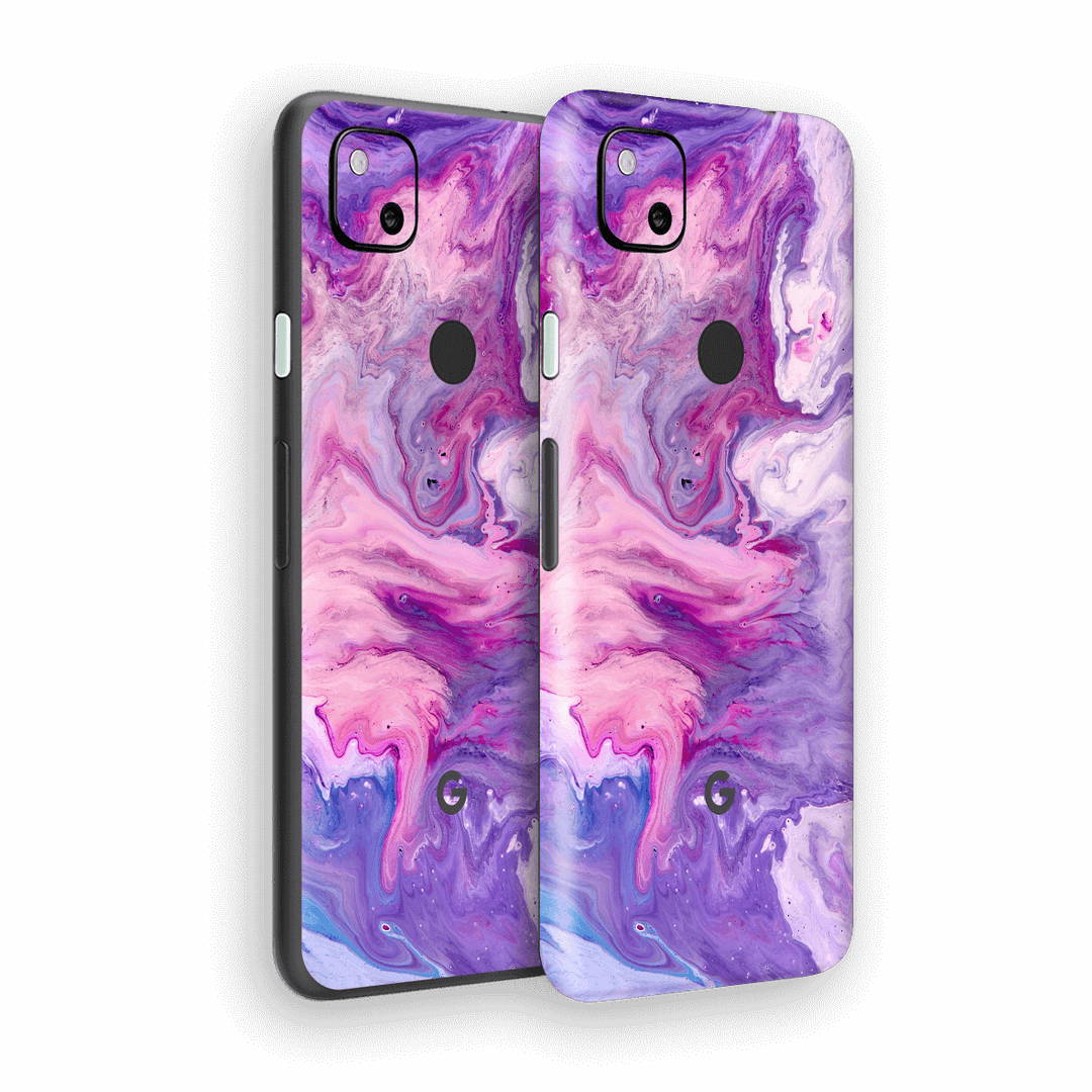 Google Pixel 4a Print Printed Custom SIGNATURE Abstract PURPLE Paint Skin Wrap Sticker Decal Cover Protector by EasySkinz
