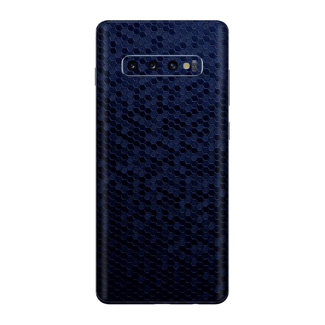 Samsung Galaxy S10 Luxuria Navy Blue Honeycomb 3D Textured Skin Wrap Sticker Decal Cover Protector by EasySkinz | EasySkinz.com