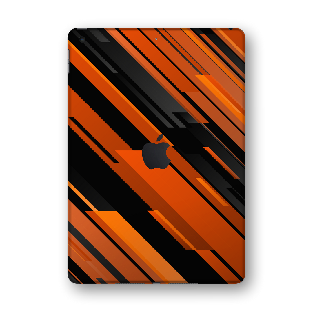 iPad 10.2" (7th Gen, 2019) SIGNATURE Black-Orange Stripes Skin Wrap Sticker Decal Cover Protector by EasySkinz