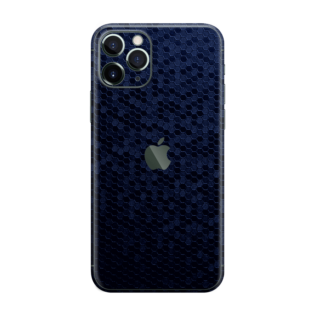 iPhone 11 Pro MAX Luxuria Navy Blue Honeycomb 3D Textured Skin Wrap Sticker Decal Cover Protector by EasySkinz | EasySkinz.com
