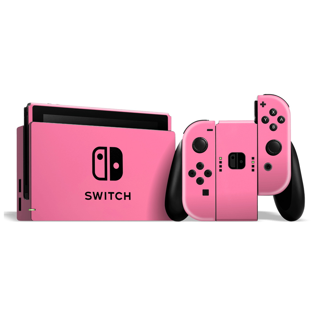 Nintendo SWITCH Glossy 3M HOT PINK Skin Wrap Sticker Decal Cover Protector by EasySkinz